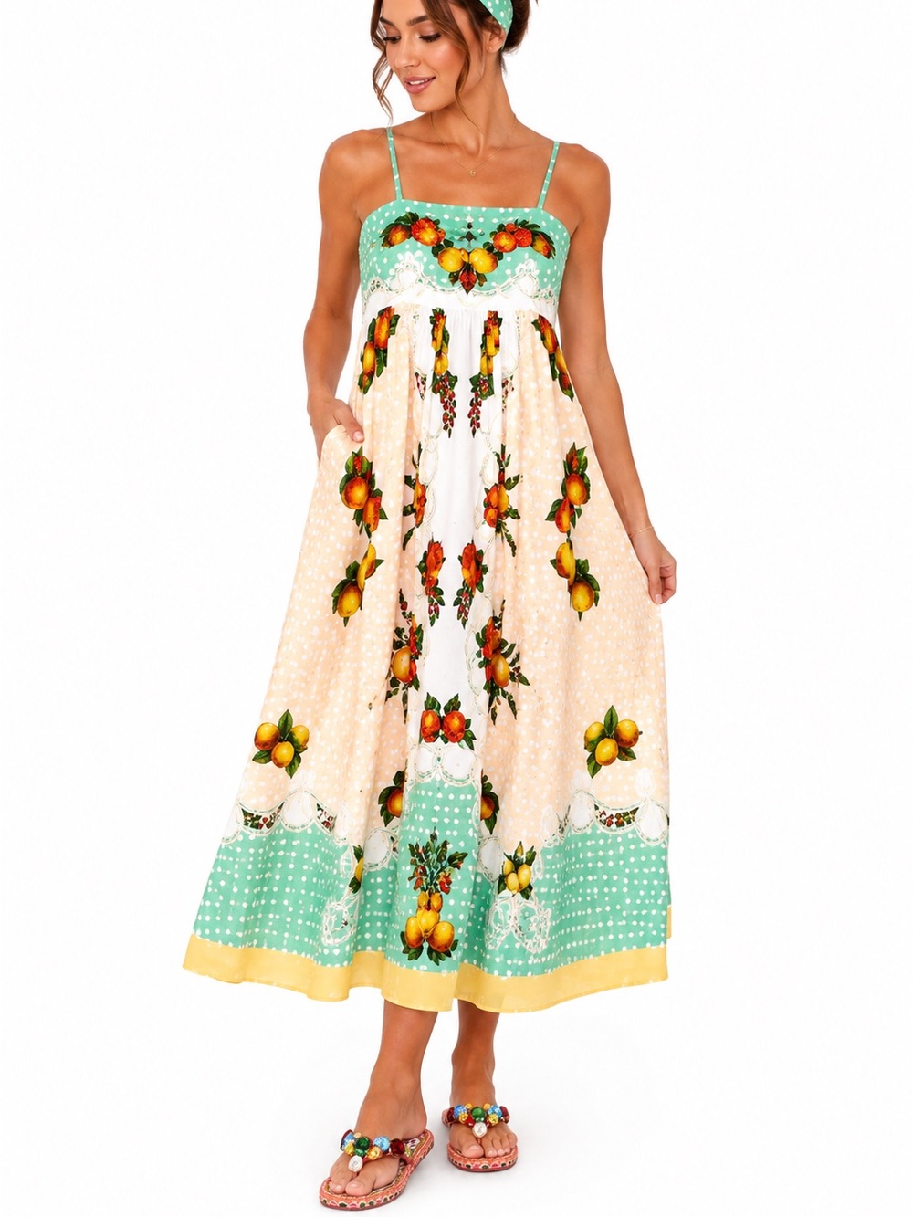 Caroline Constas Fruit Print Smocked Maxi Dress | Resort wear | MD